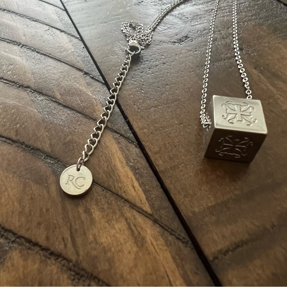 Rustic Cuff Texas State Cube Silver Necklace - image 5